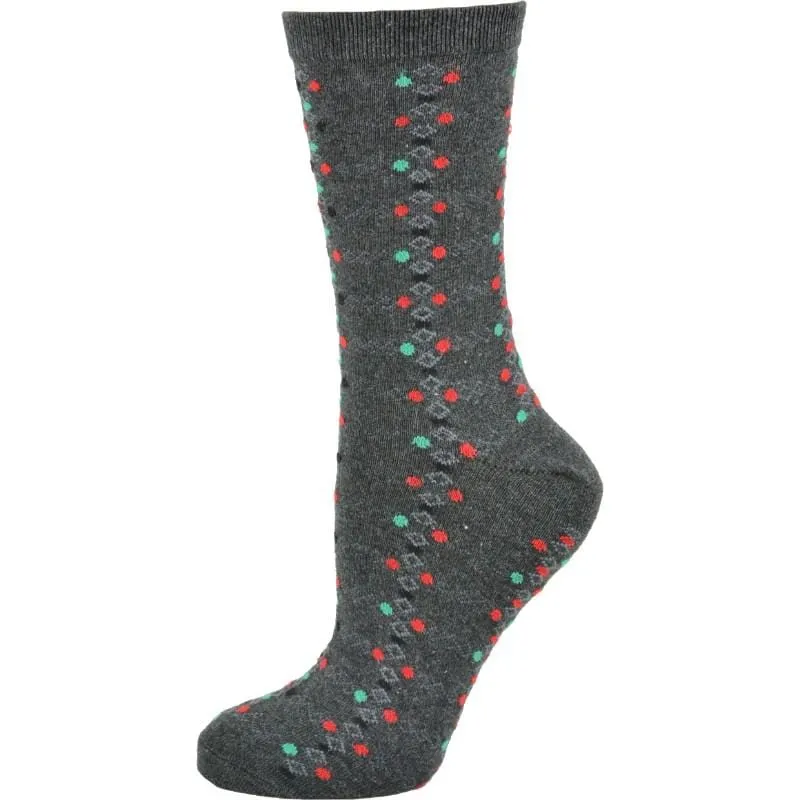 Women's Cotton Geometric Pattern Crew Socks