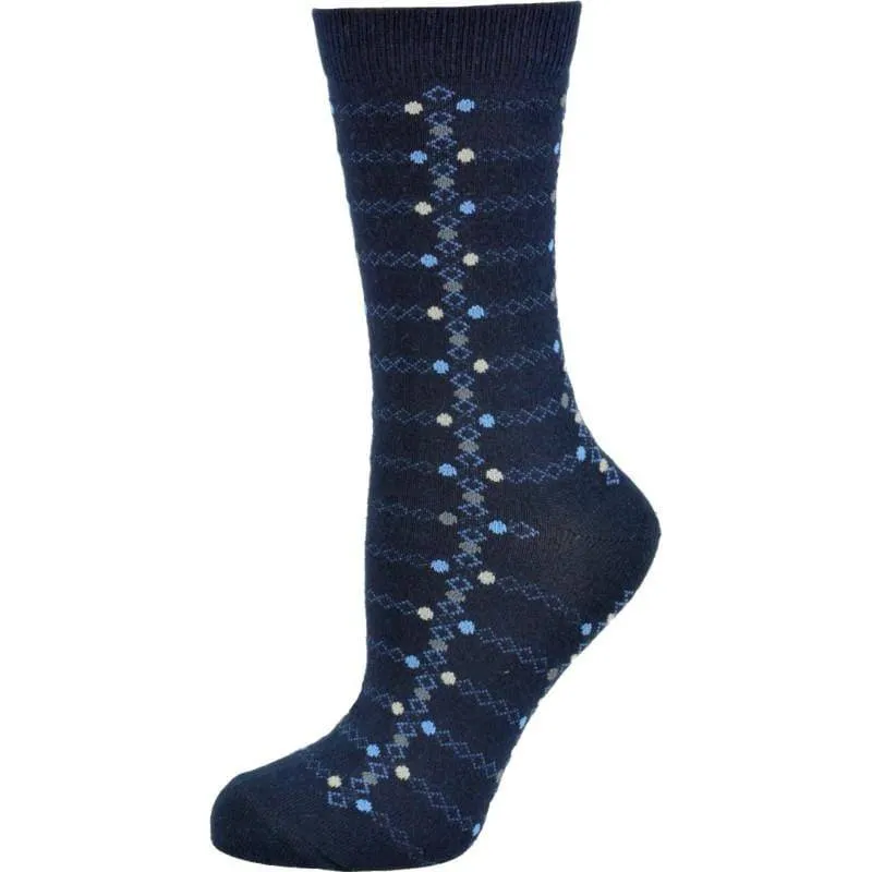 Women's Cotton Geometric Pattern Crew Socks